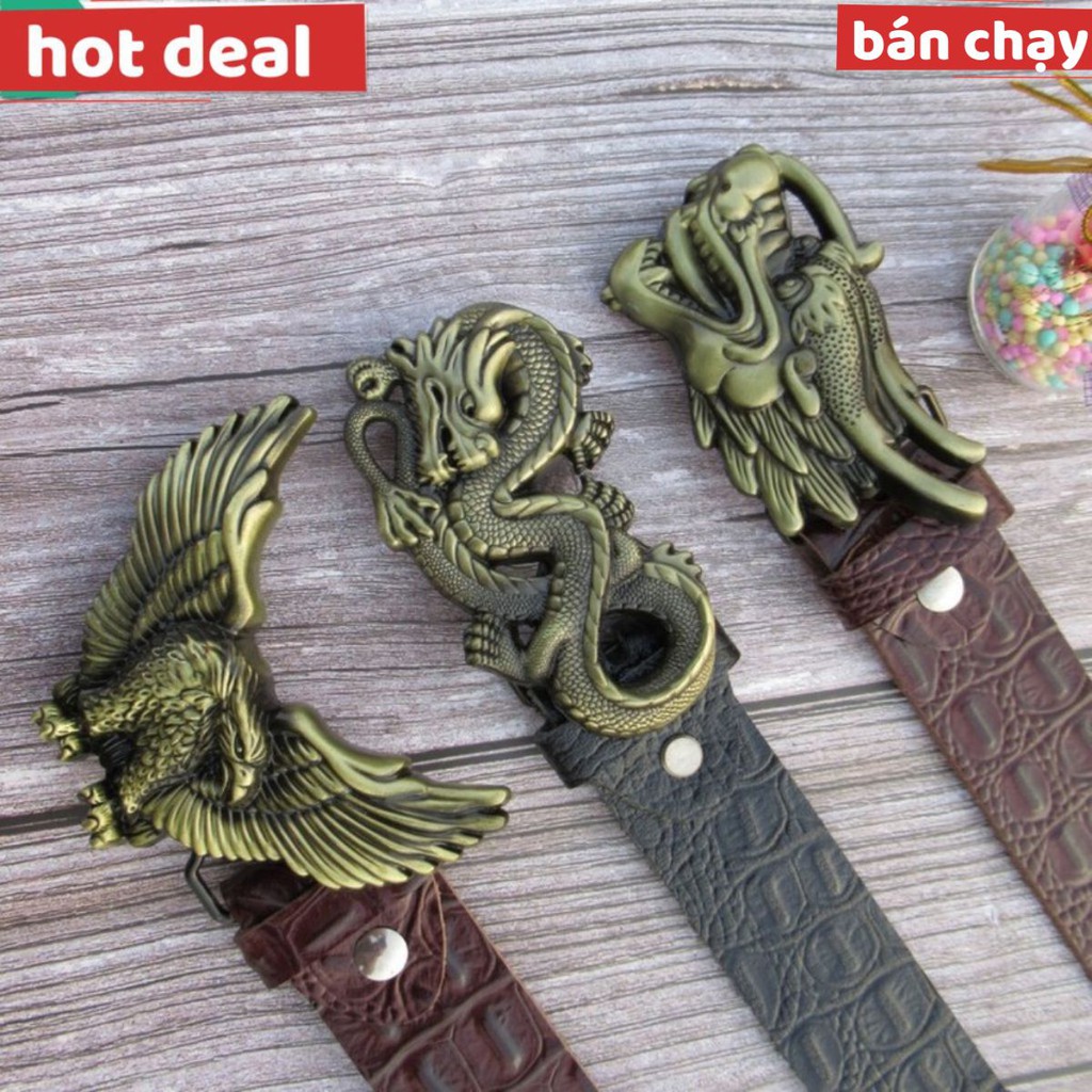 Thắt Lưng Nam Dây Da Bò Thật Vân Cá Sấu Khóa RỒNG Hợp Kim Siêu Chất ( BH 12 Tháng) .