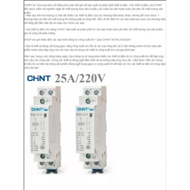 Khởi động từ 1 pha CHINT NCH8-25/20 NCH8-40/20 NCH8-63/20 25A 40A 63A 220V