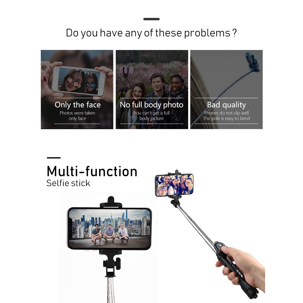 Gậy Chụp Ảnh Selfie 3 Trong 1 Cho Iphone / Android