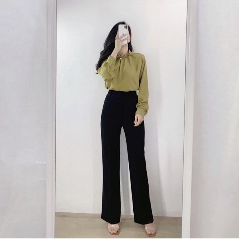 Quần Ống Xuông Nữ Cạp Cao HotTrend