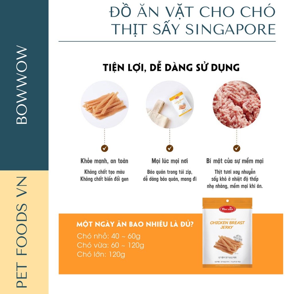 Thịt sấy kiểu Singapore cho chó BOWWOW 70g