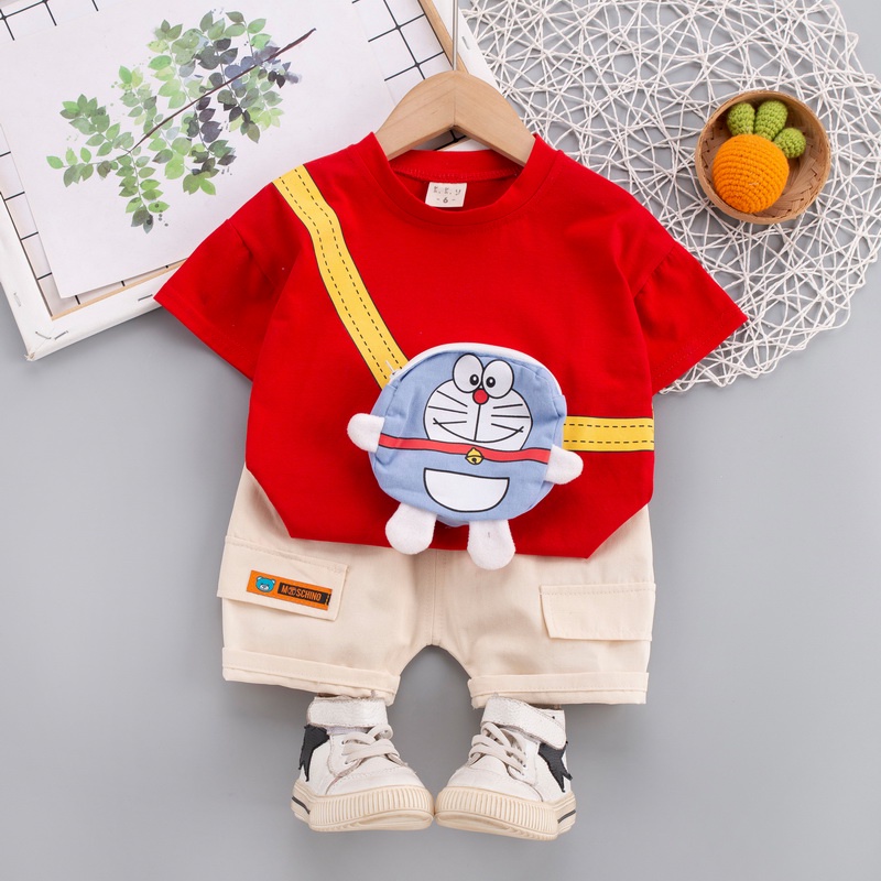 Set Đồ Mùa Hè 2 Món Gồm Áo Thun Và Quần Ngắn Có Túi Dành Cho Bé Trai 0-5 Tuổi