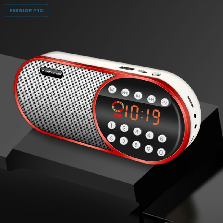 Radio kiêm loa bluetooth, tích hợp đèn chiếu sáng bỏ túi Manovo F1 (đỏ)
