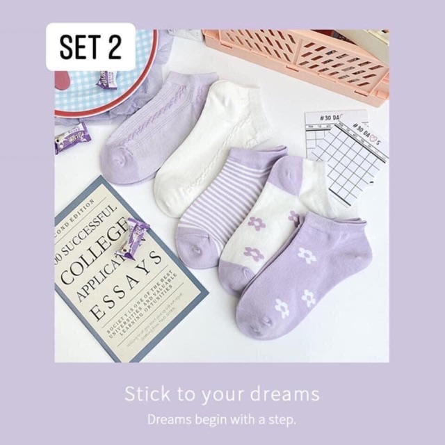 Set 5 đôi tất kháng khuẩn xuất Hàn