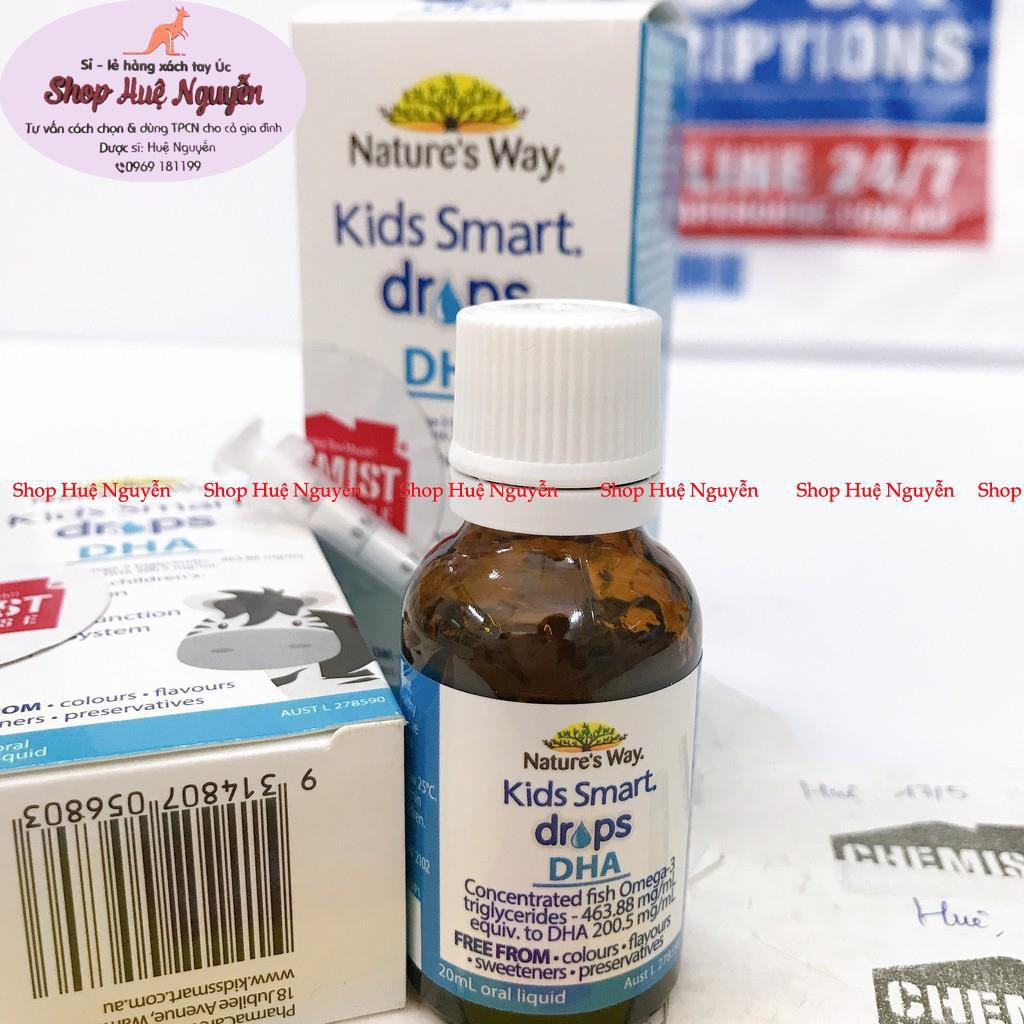 DHA Nature's Way Kids Smart Drops, giúp bé phát triển trí não thông minh, nhanh biết nói, siro Dha Úc lọ 20ml