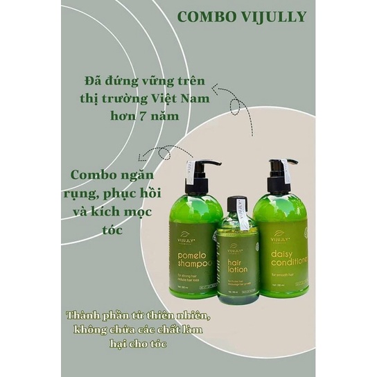 Combo 3 Chai Dầu Gội, Xả, Xịt bưởi  VIJULLY phục hồi tóc MẪU MỚI 2021( Chính hãng 100%)