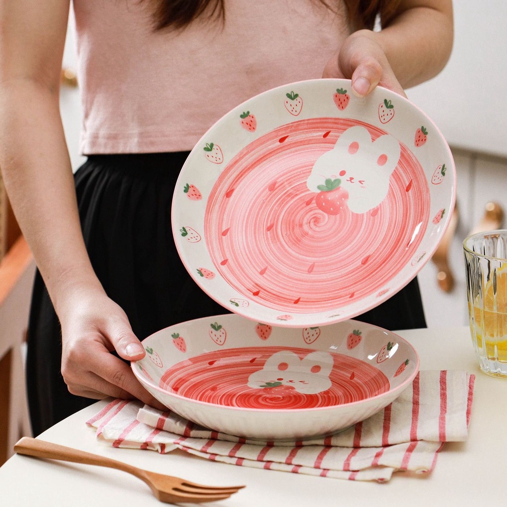 Bộ đồ ăn hoạ tiết dâu tây dễ thương cho trẻ em. HÀNG CÓ SẴN