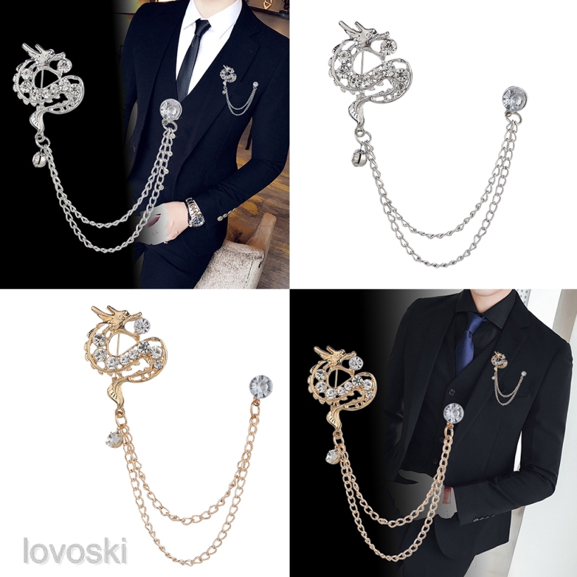 Ghim Cài Áo Hình Rồng Đính Pha Lê Thời Trang Cho Nam