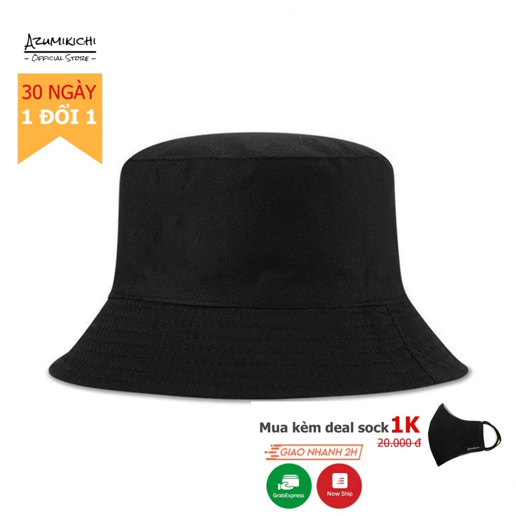 Nón bucket tròn vành Azumi streetwear phong cách Nhật trơn trắng đen Unisex NB001