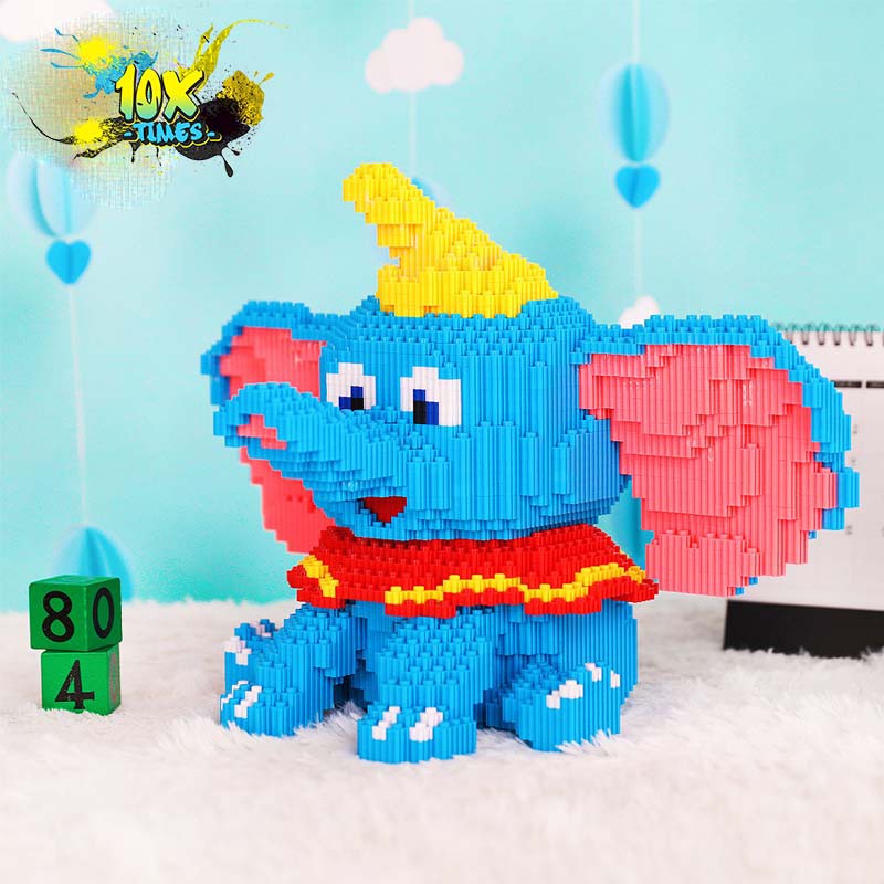 (34cm) lego 3d voi xanh dễ thương quà tặng sinh nhật trẻ em, quà tặng bạn trai bạn gái 10xtimes, đồ decor