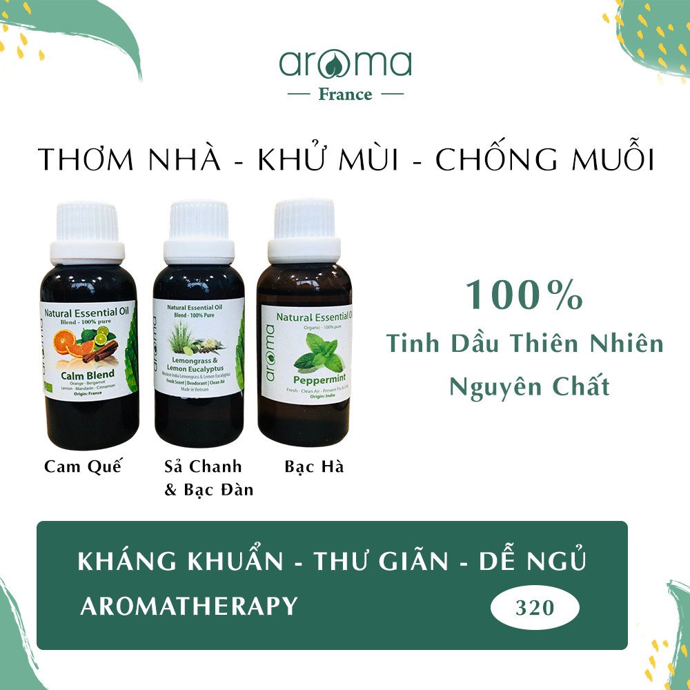 Tinh Dầu Xông AROMA Cam Quế , Sả chanh &amp; Bạch Đàn Chanh , Bạc Hà 10ml