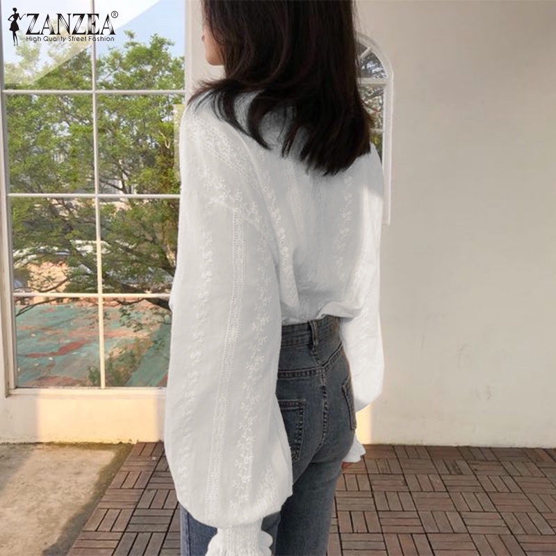 Áo Zanzea tay dài cổ tròn màu trơn thời trang cho nữ