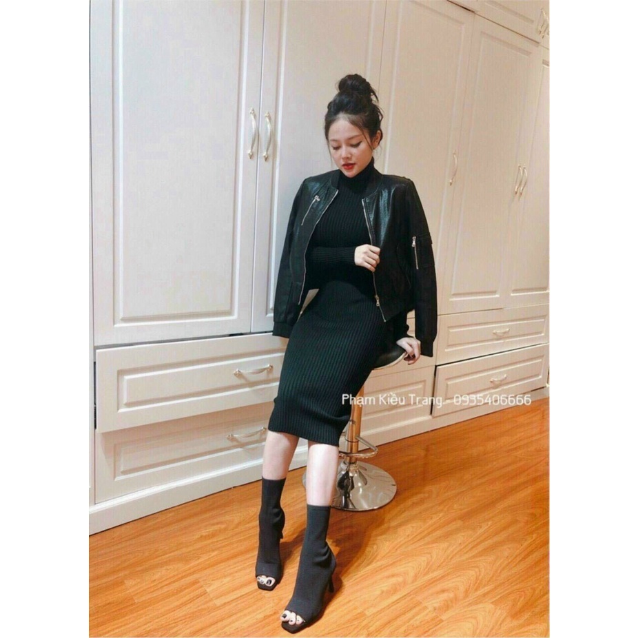 Váy len body cổ lọ chất dày dặn