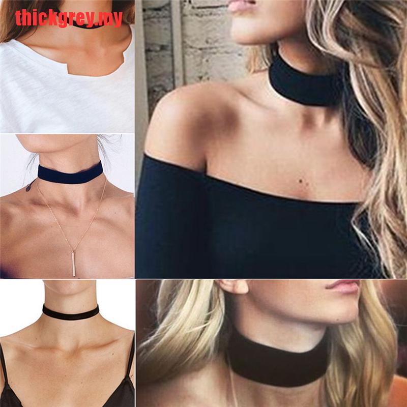 Vòng Cổ Choker Vải Nhung Màu Đen Phong Cách Gothic