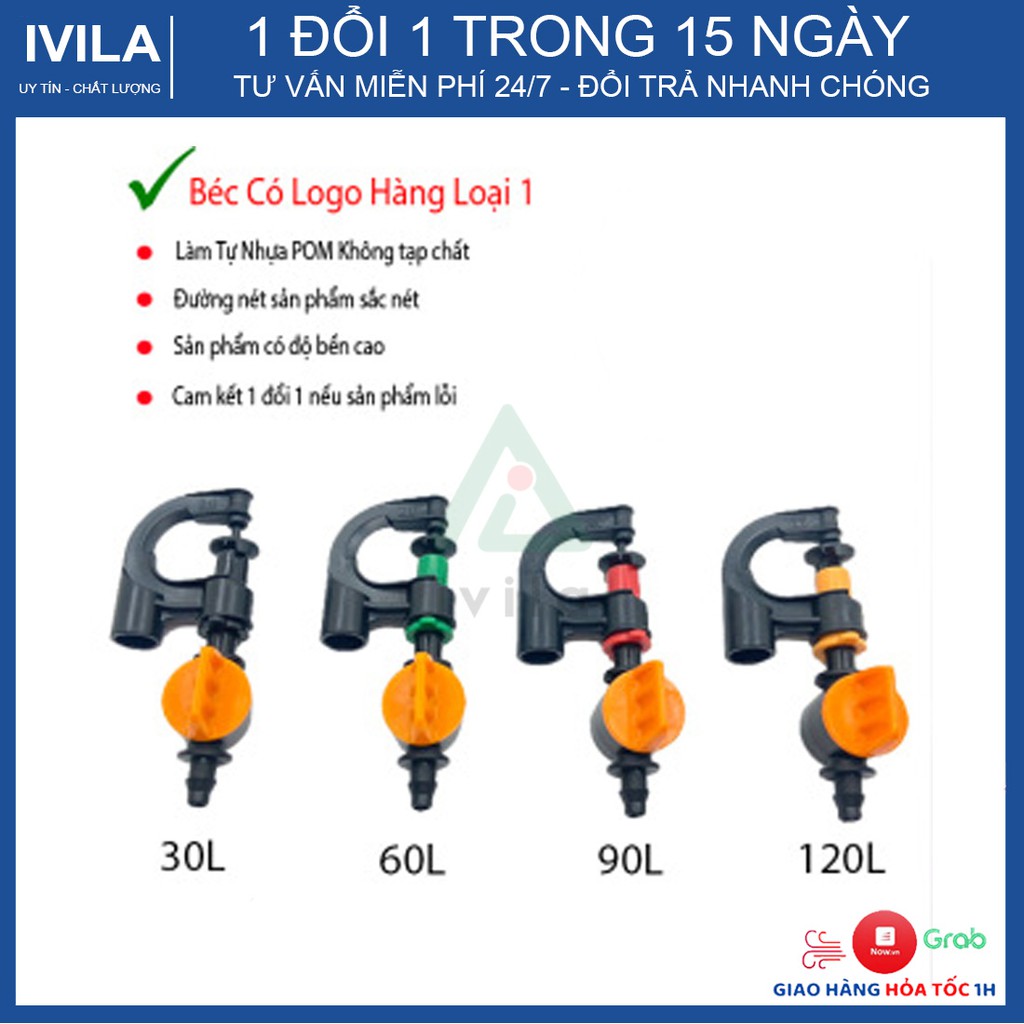 Bộ béc tưới phun mưa G - Bao gồm que cắm cố định béc tưới - Van khóa đầu béc - Béc tưới 360 độ