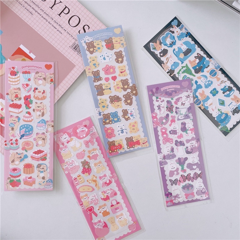 Sticker cute/ Tấm sticker hình dán hologram Pompomroom dễ thương trang trí toploader sổ planner bullet journal Tẻn Tẻn