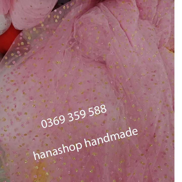 Vải Voan Lưới Kim Tuyến May Váy