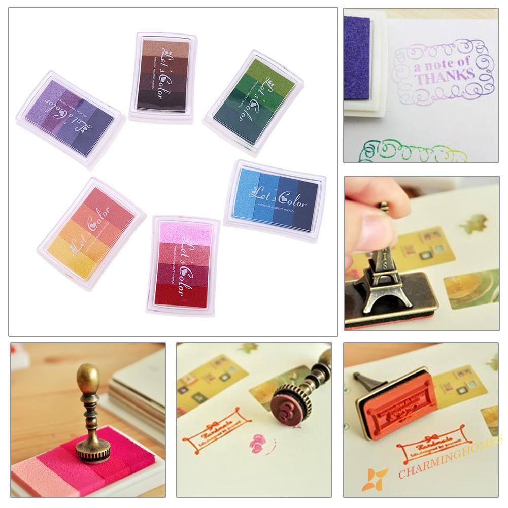 4 Colors Gradient Inkpad DIY Stamp Colored Ink Pad Kids Printing Stationery
