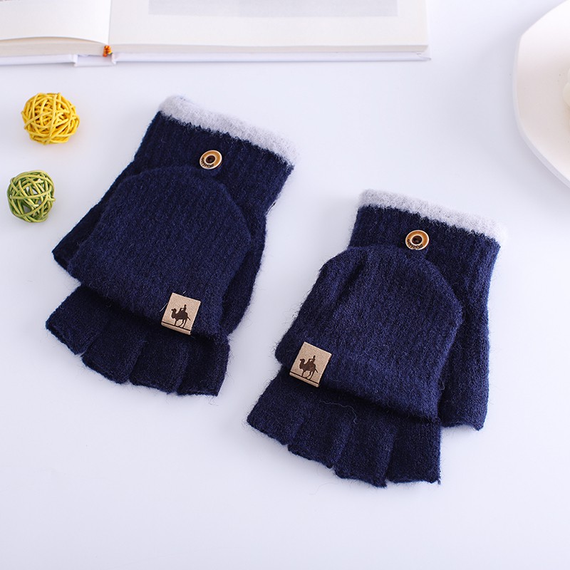 Găng tay hở ngón giữ ấm mùa đông phong cách Hàn Quốc đáng yêu