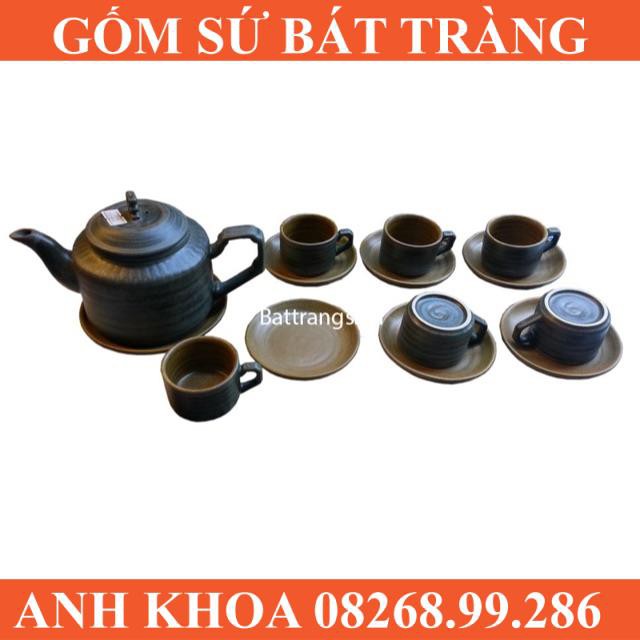 Bộ ấm chén màu coffee xuất khẩu - Gốm sứ Bát Tràng Anh Khoa