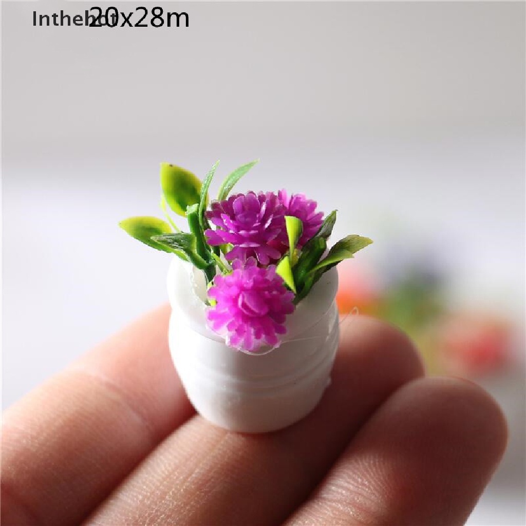 Bộ 3 Chậu Cây Xanh mini Tỉ Lệ 1: 12 Trang Trí Nhà Búp Bê