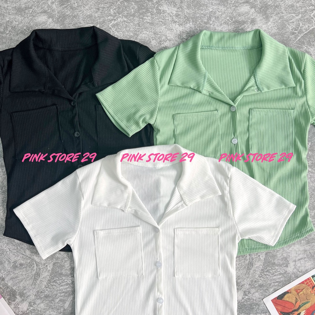 Áo Sơ Mi Thun Croptop ALOHASHOP91 Dáng Ôm Tay Ngắn Vạt Bầu