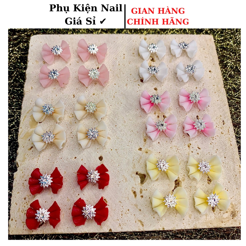 Nơ bột gắn móng trang trí móng