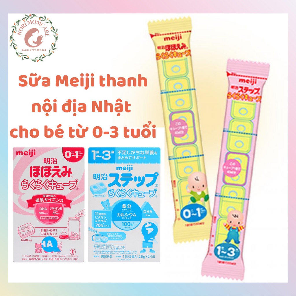 Sữa MEIJI thanh nội địa Nhật số 0 và số 9, hộp 24 thanh x 28 gram, Date 9/2023