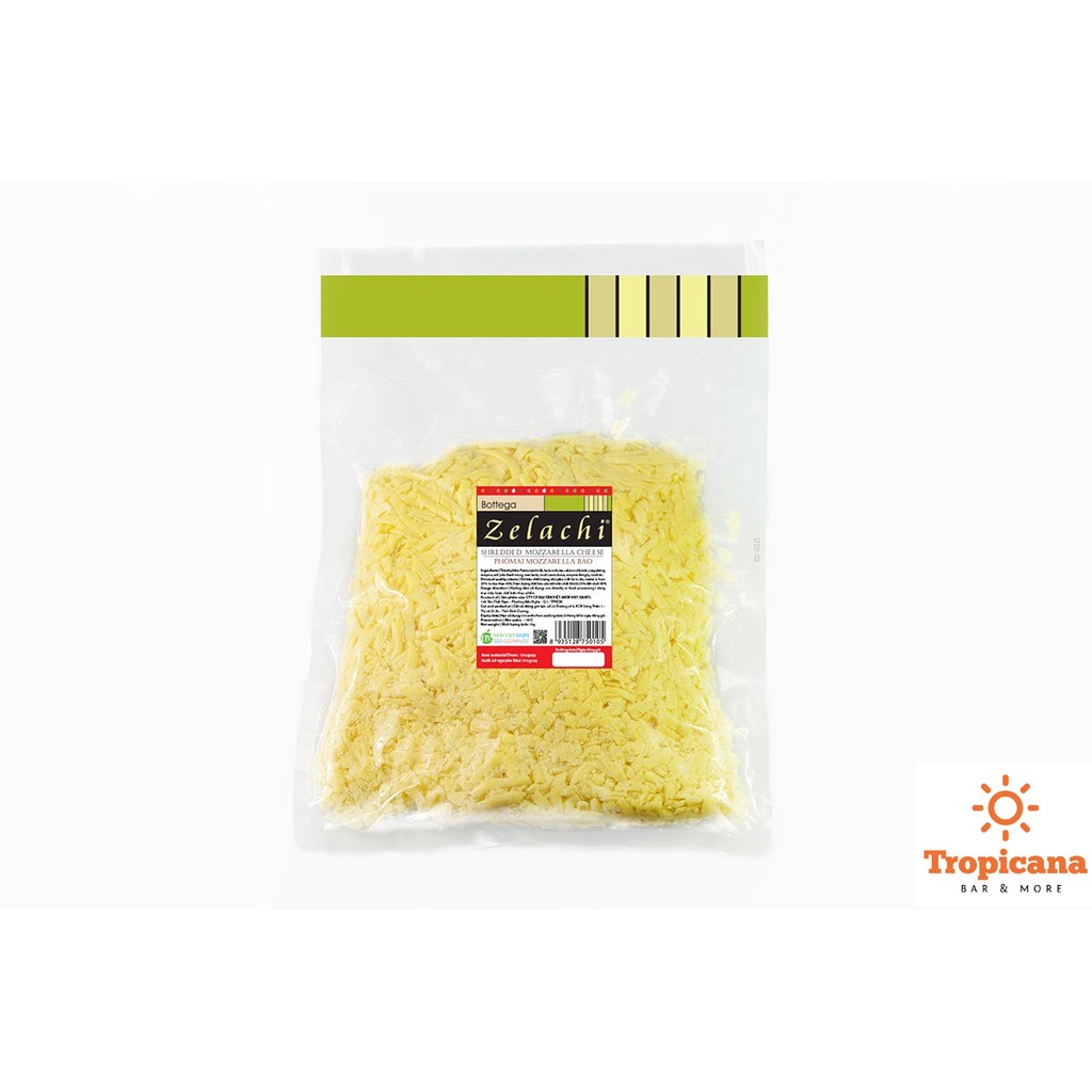 THÙNG Phô mai Mozzarella bào Bottega Zelachi - 10kg (10 Túi)