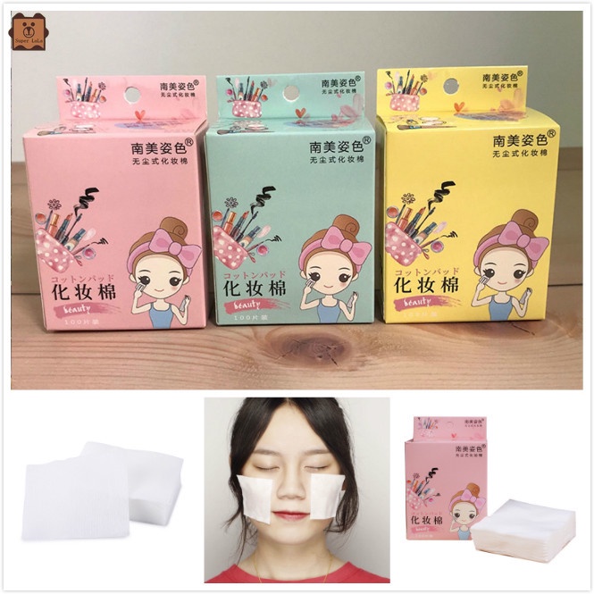 [Hàng mới về] Hộp 100 Miếng Bông Tẩy Trang Bằng Cotton Dùng Một Lần Tiện Dụng