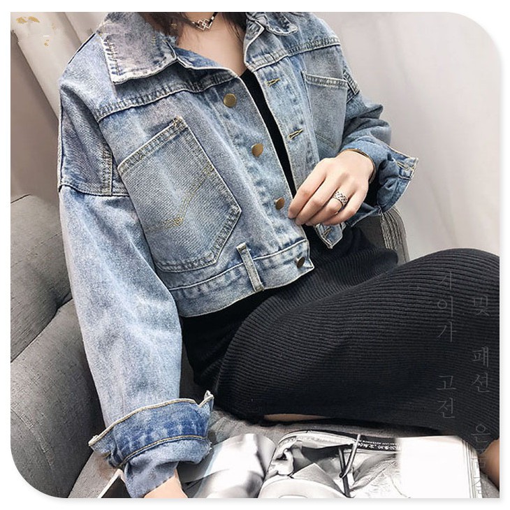 Áo khoác bò denim tài tay tua rua năng động phong cách Ulzzang hàn quốc A36