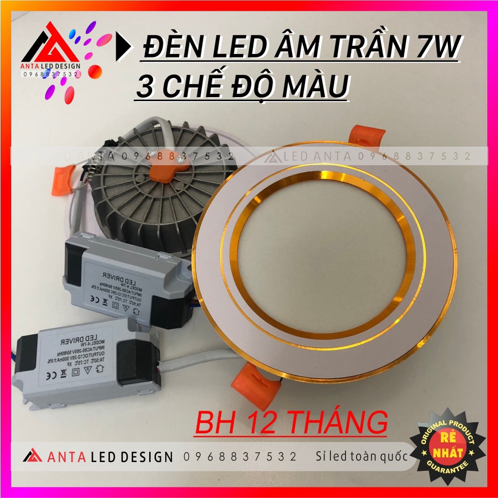 Đèn led âm trần 7w 3 chế độ