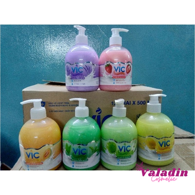 Chai sữa rửa tay VIC Hương Táo/Dâu/Dưa Lưới/Chanh 500ml |Nước rửa tay