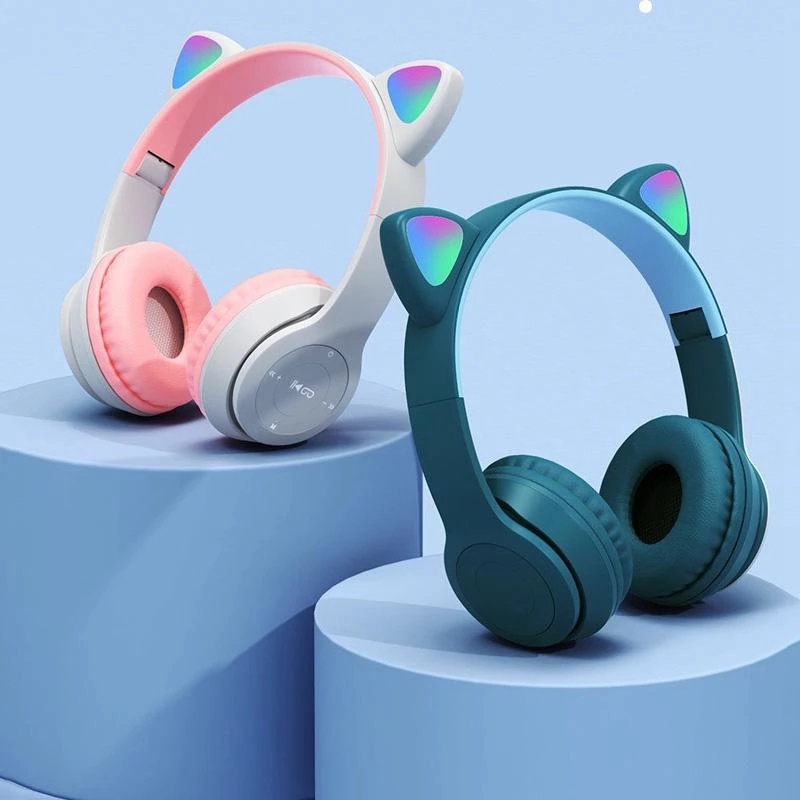 Tai Nghe Bluetooth Hình Tai Mèo P47M Kèm Mic Thoại
