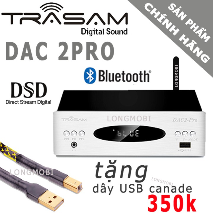 TRASAM DAC 2 PRO - DAC NGHE NHẠC DSD BLUETOOTH 2019, TẶNG DÂY USB 350k