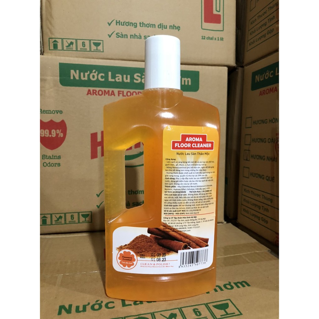 Nước lau sàn đậm đặc siêu sạch Hando 1L Hương quế