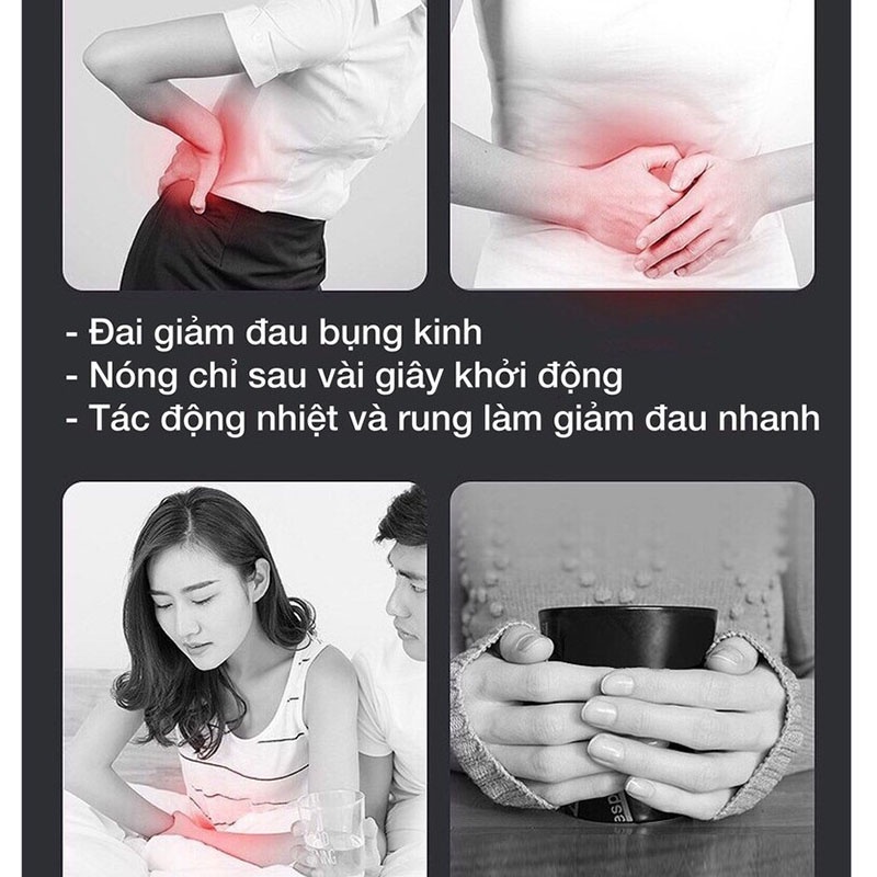 Máy Massage Làm Ấm Bụng Đai Đeo Giảm Đau Bụng Kinh Nguyệt 3 tốc độ điều chỉnh nhiệt độ + massage rung