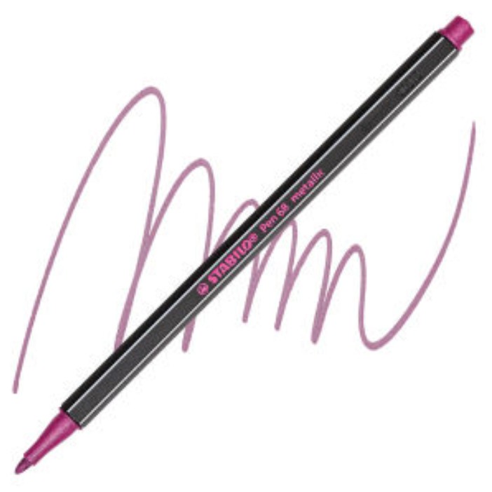 Bút lông nhũ Stabilo Pen 68 Metallic Marker – 1.4 mm – Màu hồng nhũ (Rose)