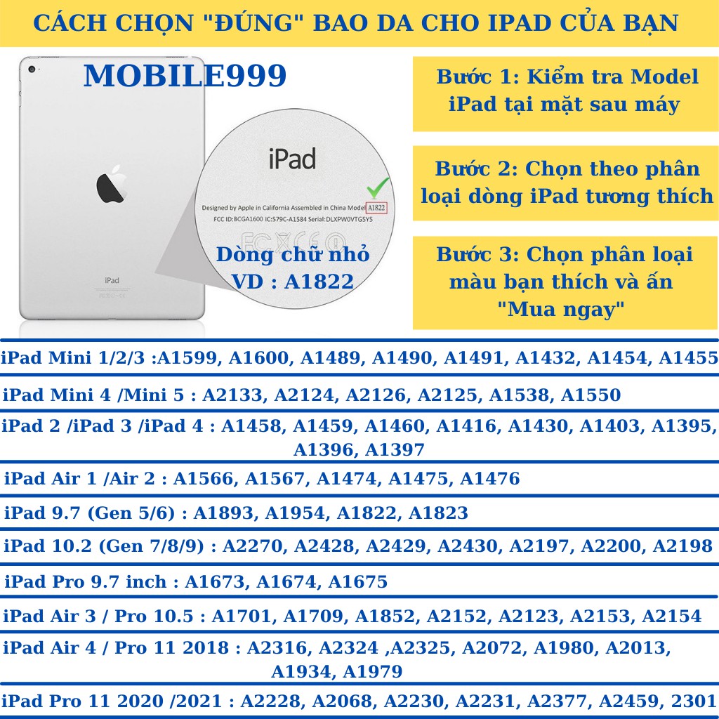 Bao da ipad Gập tam giác cực chất ốp ipad Pro 9.7/10.5/Air 1/2/3/Gen 5/6/7/8/9...MOBILE999