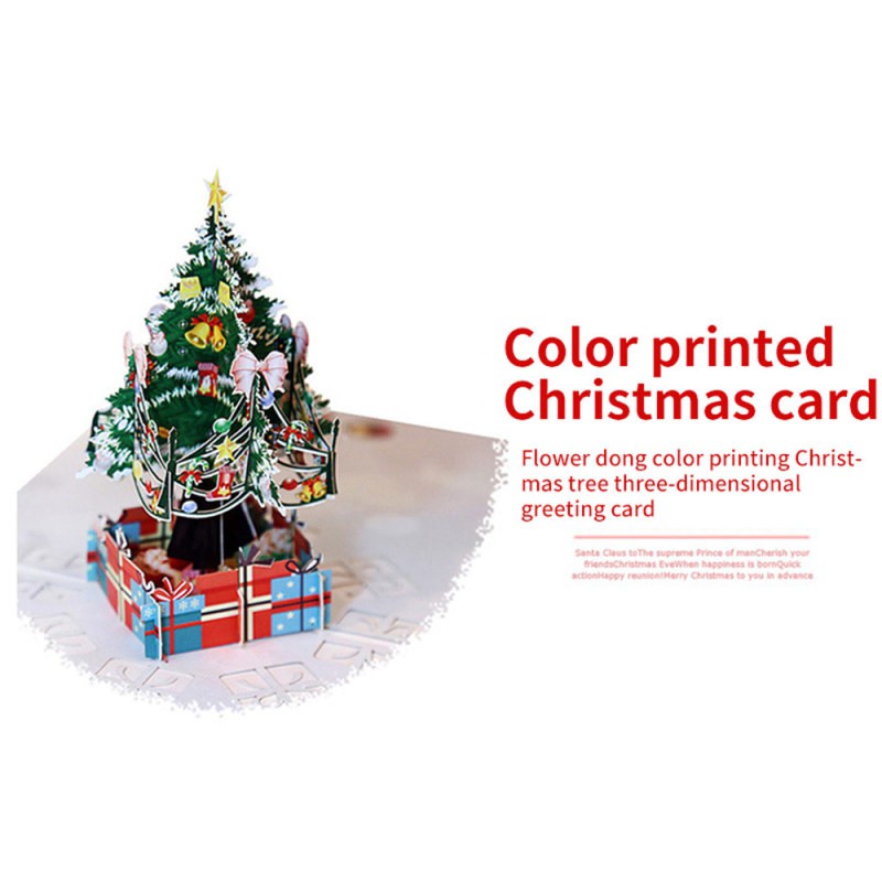 3D Christmas Decorations Colorful Tree Greeting Card Laser Cutting Envelope Postcard Hollow Carved Handmade Gift