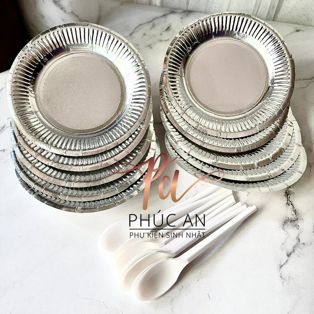 Bộ 10 muỗng dĩa bạc 14cm trang trí bàn tiệc sinh nhật hpbd party