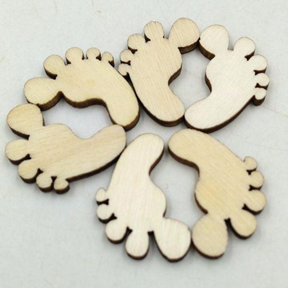 YIYU Phụ Kiện Trang Trí Hình Bàn Chân Em Bé Bằng Gỗ Cắt Laser DIY