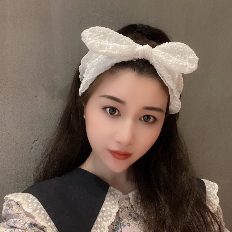 Băng Đô Nơ Vải Chiffon Màu Trơn Phong Cách Hàn Quốc