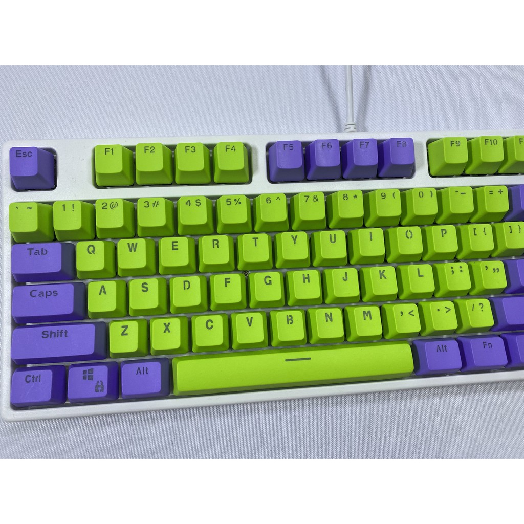 Bộ 87 Nút Bàn Phím Cơ Chơi Game Bằng Nhựa PBT Trong Suốt Màu Xanh Lá / Tím Cho Cherry MX