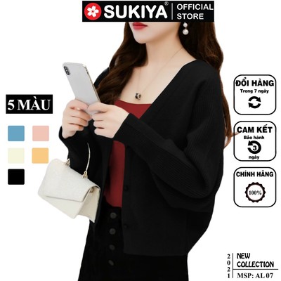 Áo khoác len nữ cardigan hàng hiệu SUKIYA lông cừu mềm mại AL07
