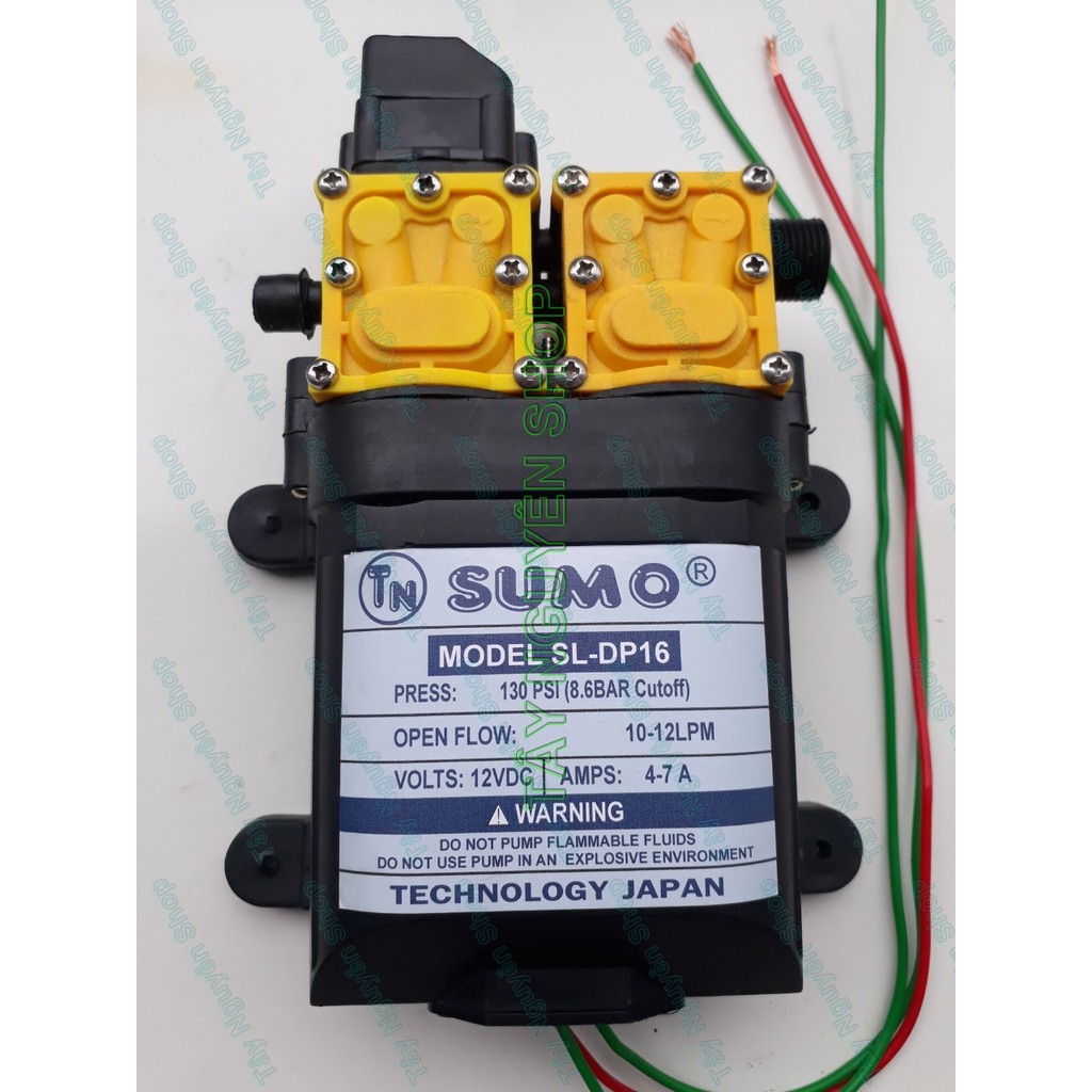 Máy bơm đôi SUMO tăng áp lực nước mini 12V 130W Lưu lượng 10-12 LPM - Máy Rửa Xe,Xịt Rửa