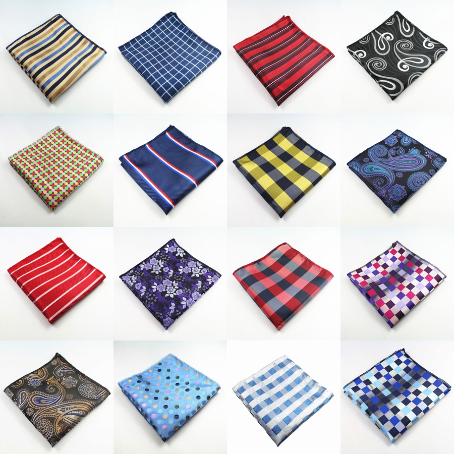 Khăn Vuông 23 * 23cm Kẻ Sọc / Chấm Bi Bỏ Túi Phong Cách Doanh Nhân Mới Cho Nam