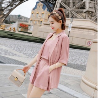 ( Hàng Order) Set áo vest quần đùi 3 món( có cả áo dây trong)