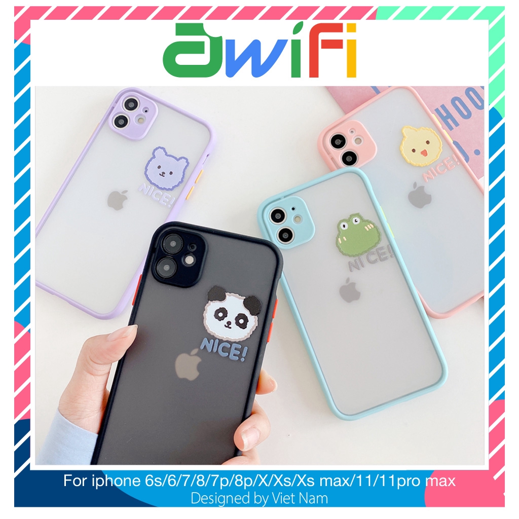 Ốp lưng iphone nhám 4 mặt thú 5/5s/6/6plus/6s/6splus/7/7plus/8/8plus/x/xr/xs/11/12/pro/max/plus/promax - Awifi Case U6-2