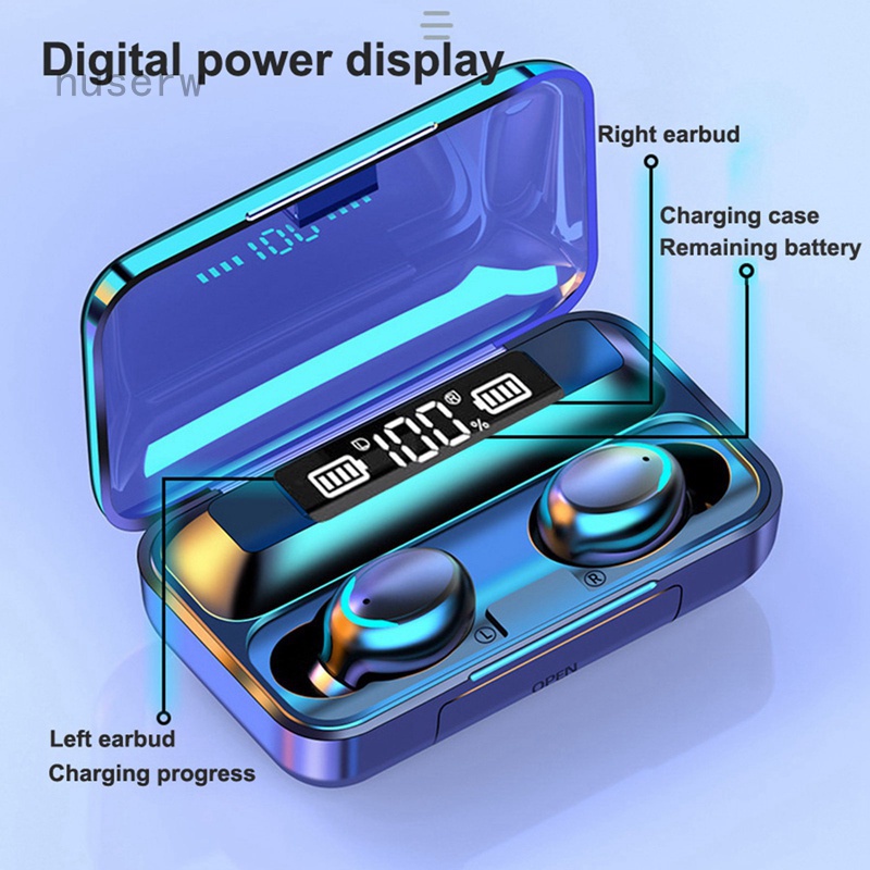 Tai Nghe Không Dây Tws Bluetooth 5.0 2200mah Chống Nước 9d Kèm Hộp Sạc Và Micro